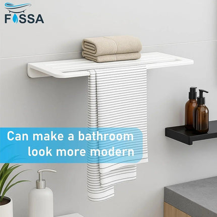 Fossa Wall Mounted Towel Shelf White Quartz Ceramic (RW-126)