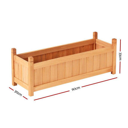 NNEDSZ 2x Green Fingers Raised Garden Bed 90x30x33cm Wooden Planter Box Raised Container Growing-1