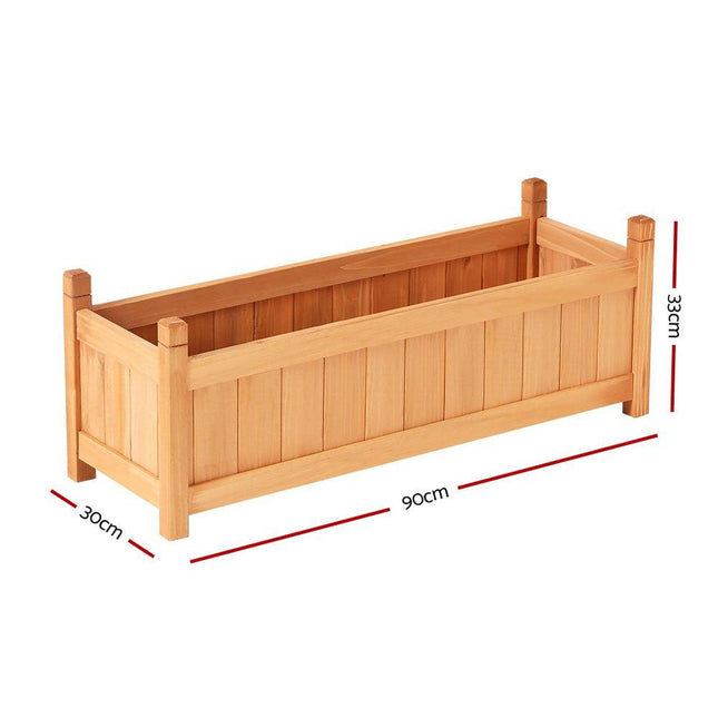 NNEDSZ 2x Green Fingers Raised Garden Bed 90x30x33cm Wooden Planter Box Raised Container Growing-1