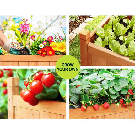 NNEDSZ 2x Green Fingers Raised Garden Bed 90x30x33cm Wooden Planter Box Raised Container Growing-3