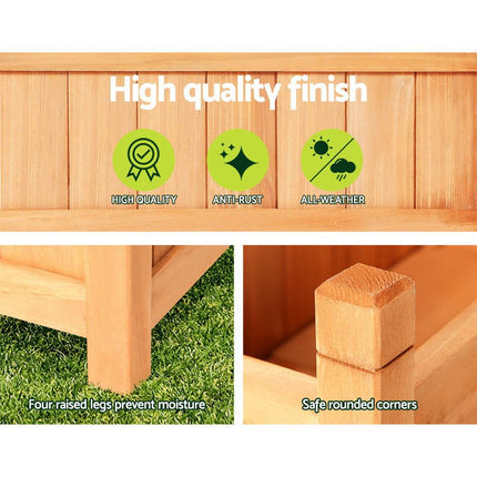 NNEDSZ 2x Green Fingers Raised Garden Bed 90x30x33cm Wooden Planter Box Raised Container Growing-4