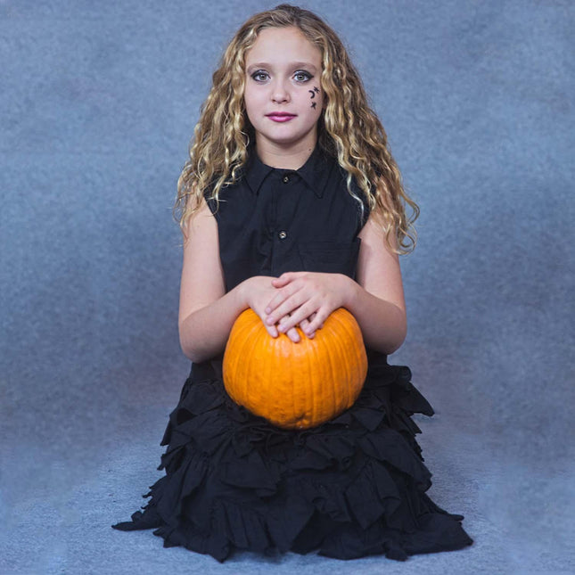 Girls Black Shirt Dress with Ruffles-1