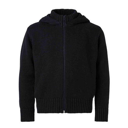 Black Knitted Kids Hoodie with Orangutan