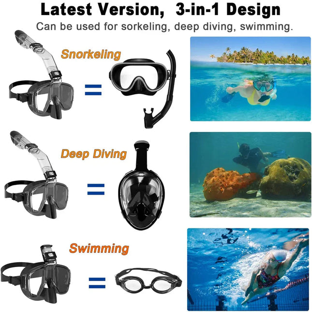 NNEOBA Snorkel Mask Set with Full Dry Top System-1