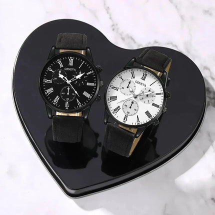NNEOBA Couple Leather Quartz Watches Set-2