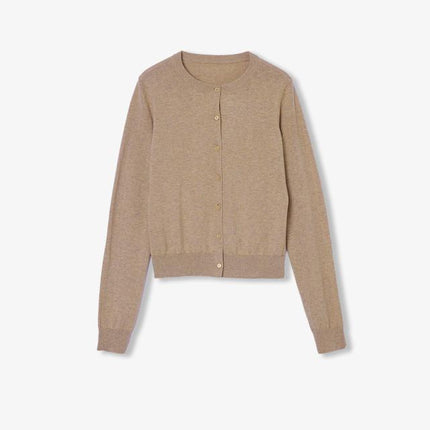 Machine washable round neck long sleeve multi-color knitted wool cardigan solid color base layer top