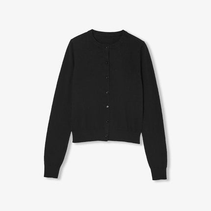 Machine washable round neck long sleeve multi-color knitted wool cardigan solid color base layer top