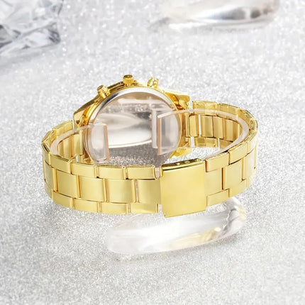 Womens Luxury Gold Watch Jewelry Set (5PCS)-4