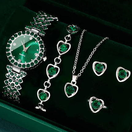 NNEOBA Women's Luxury Watch Jewelry Set with Heart Accents-2