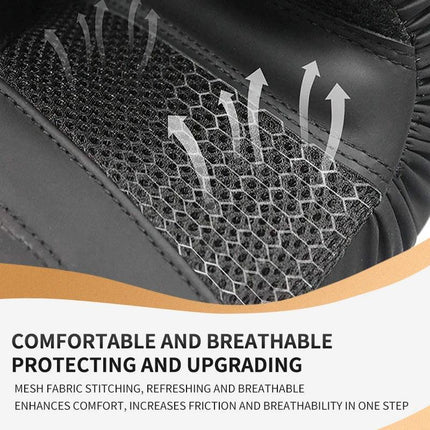 8oz PU Leather Boxing Gloves Unisex Training Gloves Black-3