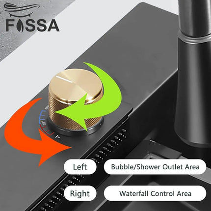 Smart Waterfall (32 x 18 x 10 ) Inch Premium Stainless Steel Kitchen Sink Black