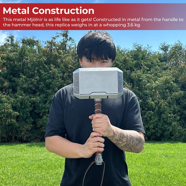 Thor’s Hammer from Norse Mythology, Cosplay Metal Version of Thor Mjölnir, 3.6 Kg, 1:1 Scale Movie Prop Replica of God of Thunder