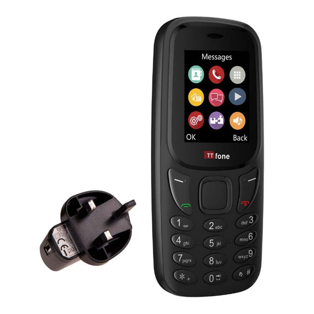 Returned Resale - TTfone TT170 Black Dual SIM mobile with Mains Charger