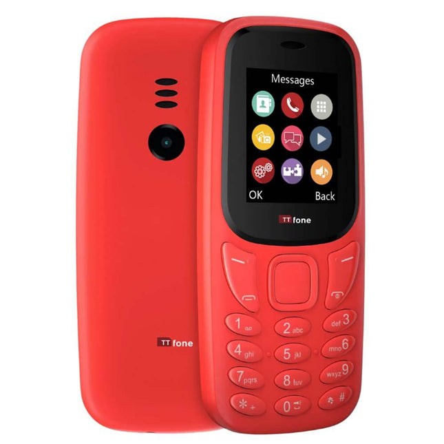 Returned Resale - TTfone TT170 Red Dual SIM mobile with USB Cable, Giffgaff Pay As You Go