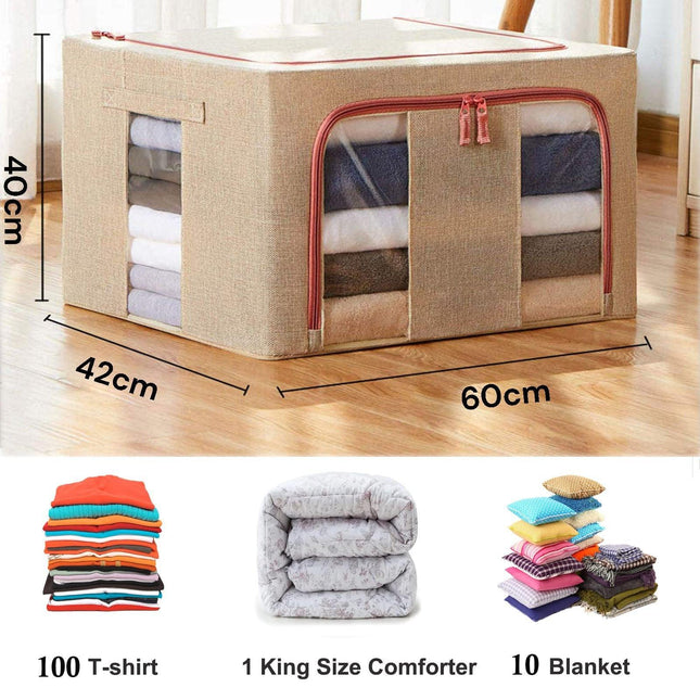 NNEDSZ 100L Cloth Storage Box Closet Organizer Storage Bags Clothes Storage Bags Wardrobe Organizer Idea CREAM-1