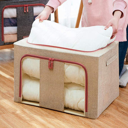 NNEDSZ 100L Cloth Storage Box Closet Organizer Storage Bags Clothes Storage Bags Wardrobe Organizer Idea CREAM-2