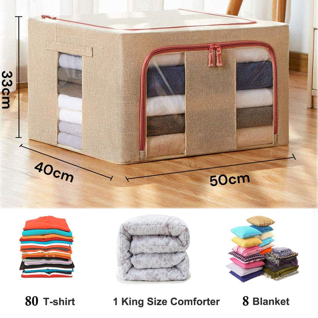 NNEDSZ 66L Cloth Storage Box Closet Organizer Storage Bags Clothes Storage Bags Wardrobe Organizer Idea CREAM-1