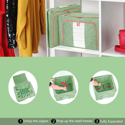 NNEDSZ 100L Cloth Storage Box Closet Organizer Storage Bags Clothes Storage Bags Wardrobe Organizer Idea GREEN-2
