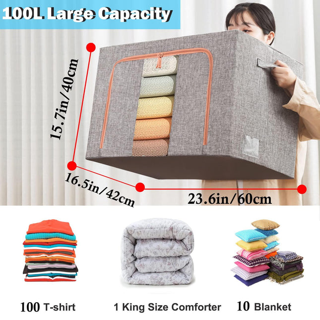 NNEDSZ 100L Cloth Storage Box Closet Organizer Storage Bags Clothes Storage Bags Wardrobe Organizer Idea Grey-1