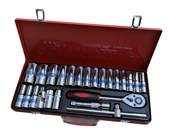 NNEDSZ 24 Piece Ratchet Socket Wrench Set Screwdriver Bits Extension Hex Chrome Vanadium-1