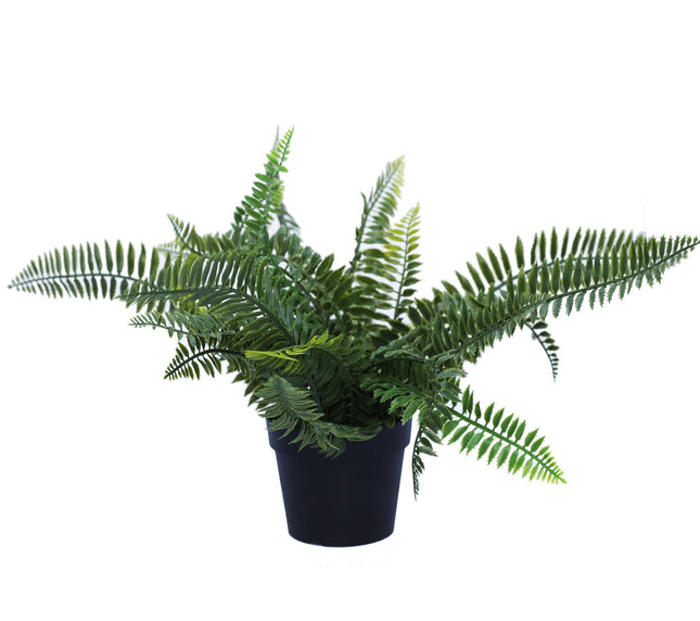NNEDSZ Small Potted Artificial Dark Green Fern Plant UV Resistant 20cm-0