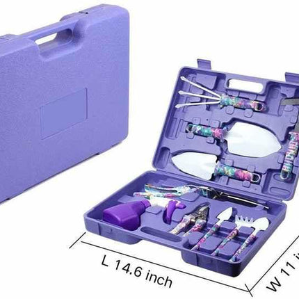 NNEDSZ YL/L10 Green 10-Piece Floral Gardening Tool Set with Carrying Case - Durable and Stylish-3