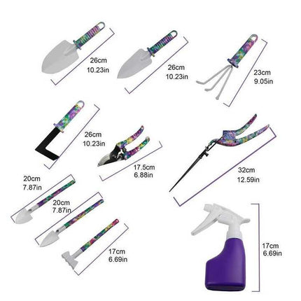 NNEDSZ YL/L10 Green 10-Piece Floral Gardening Tool Set with Carrying Case - Durable and Stylish-4