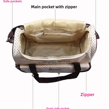 NNEDSZ Coffee 5-Piece Mommy Bag Set - Large Capacity Diaper Bags for Baby Travel, Tote and Shoulder Bags with Insulated Bottle Holder and Snack Bag-2