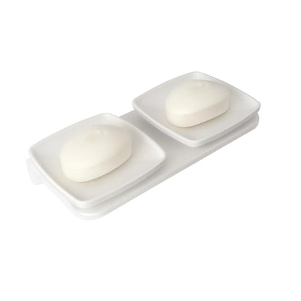 White Double Soap Dish Unbreakable ABS Rectangular Ceramic Finish (RW-116)