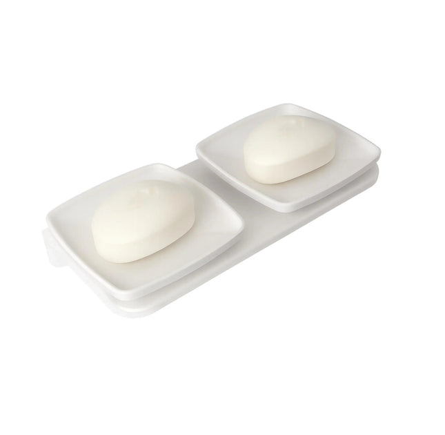 White Double Soap Dish Unbreakable ABS Rectangular Ceramic Finish (RW-116)