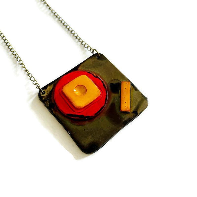 Abstract Geometric Pendant Necklace Handmade