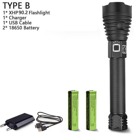 250000cd 1000m XHP90.2 most powerful led flashlight usb Zoom Tactical torch