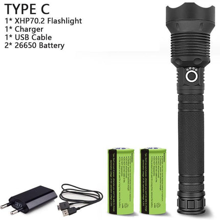 250000cd 1000m XHP90.2 most powerful led flashlight usb Zoom Tactical torch