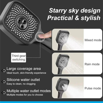 Smart Shower Panel LED With Piano Button Set (Black)