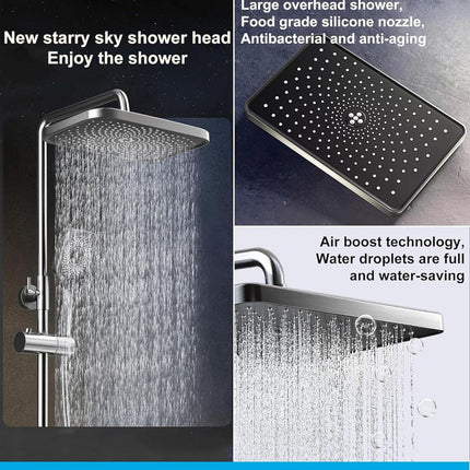 Smart Shower Panel LED With Piano Button Set (Black)