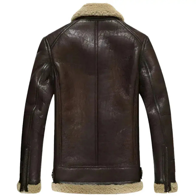 Men’s Short Shearling B-3 Flight Jacket – Lambskin Fur Coat