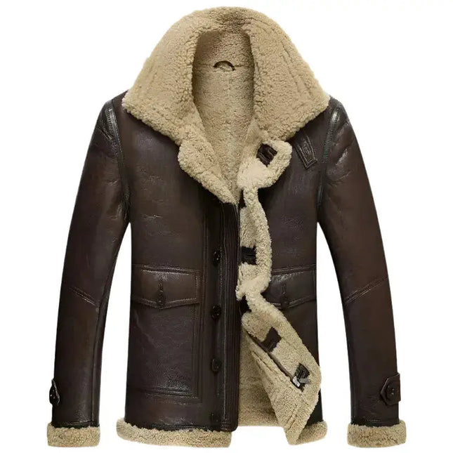 Men’s Short Shearling B-3 Flight Jacket – Lambskin Fur Coat