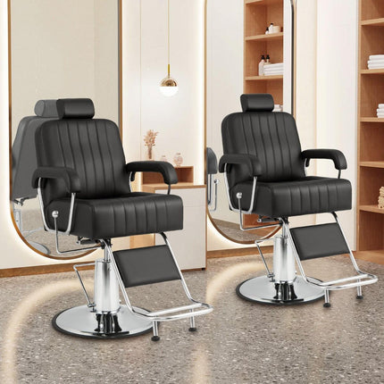NNECW 360° Swivel Salon Chair with Adjustable Headrest-0
