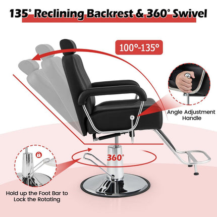 NNECW 360° Swivel Salon Chair with Adjustable Headrest-3
