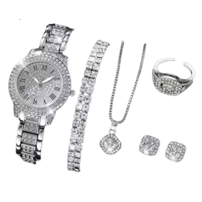 NNEOBA Roman Dial Women's Luxury Quartz Watch Set-0