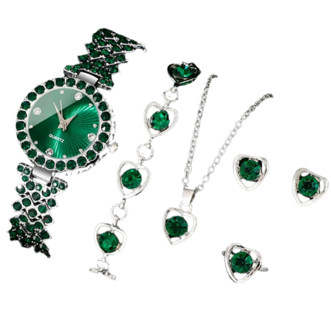 NNEOBA Women's Luxury Watch Jewelry Set with Heart Accents-0