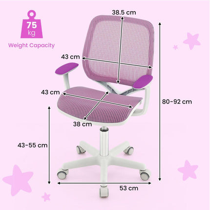 NNECW Kids Swivel Mesh Children Computer Chair with Adjustable Height-purple-3