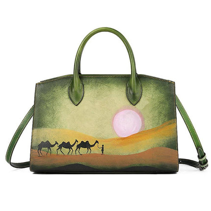 Womens Vintage Leather Top Handle Satchel Bags-0