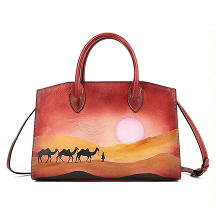 Womens Vintage Leather Top Handle Satchel Bags-2