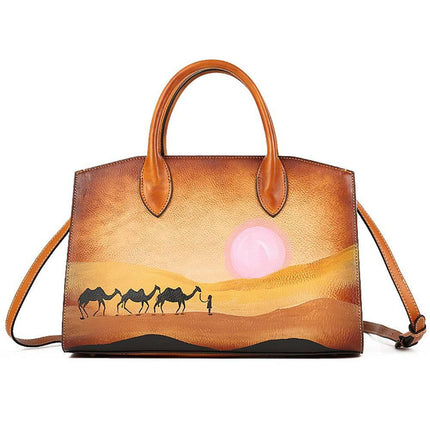 Womens Vintage Leather Top Handle Satchel Bags-1